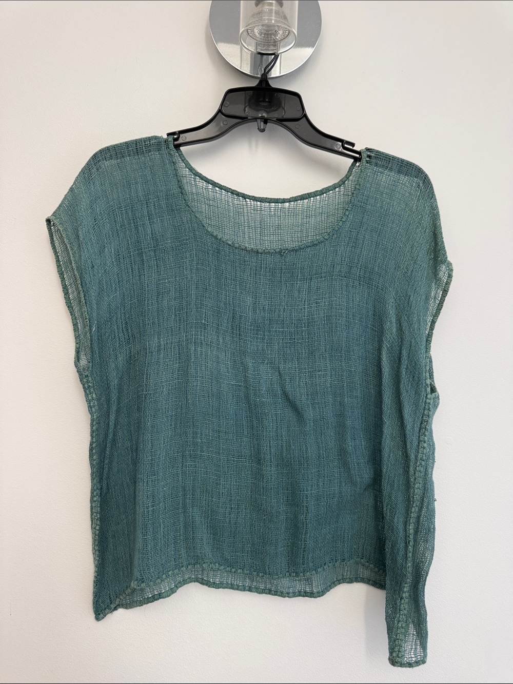 Lightweight Teal Linen-Blend Boxy Top